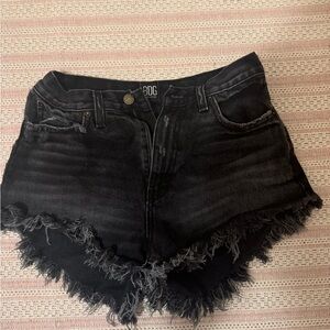 BDG Women's Dark Denim Frayed Shorts